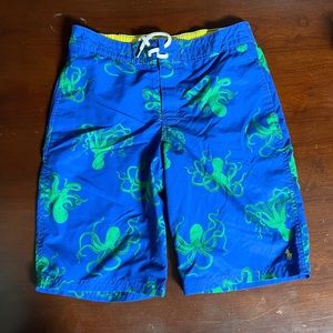 POLO Ralph Lauren Octopus Swim Shorts Blue Lined Drawstrings, Boys 14-16